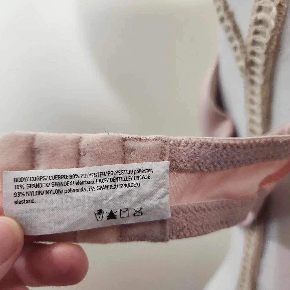 Maidenform Womens 38B Light Pink Padded Wired Bra Lace Trim Hook Eye - Picture 5 of 5